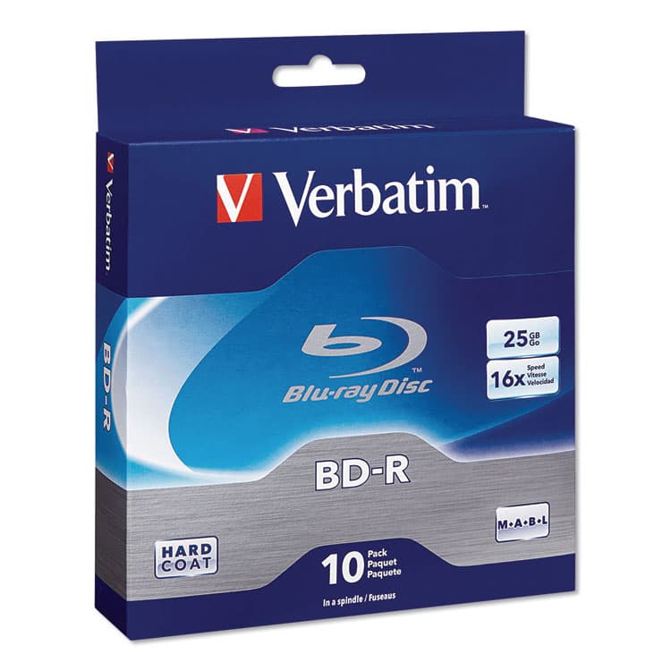 VERBATIM CORPORATION BD-R Blu-Ray Disc, 25 GB, 16x, White, 10/Pack (VER97238)