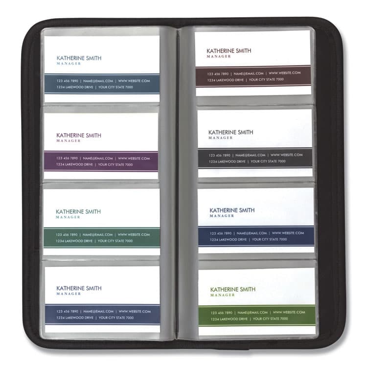 SAMSILL CORPORATION Professional Vinyl Business Card File, Holds 160 2 x 3.5 Cards, 4.75 x 10.25, Black (SAM80850) thumbnail 4