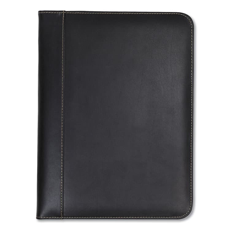 SAMSILL CORPORATION Contrast Stitch Leather Padfolio, 8 1/2 x 11, Leather, Black (SAM71710)