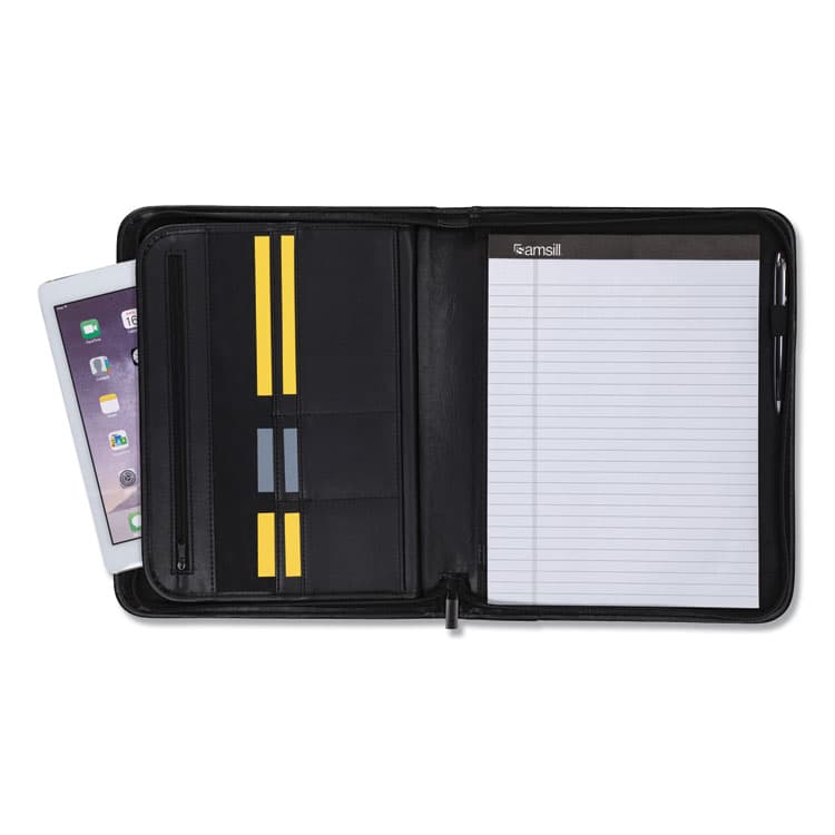 SAMSILL CORPORATION Professional Zippered Pad Holder, Pockets/Slots, Writing Pad, Black (SAM70820) thumbnail 3