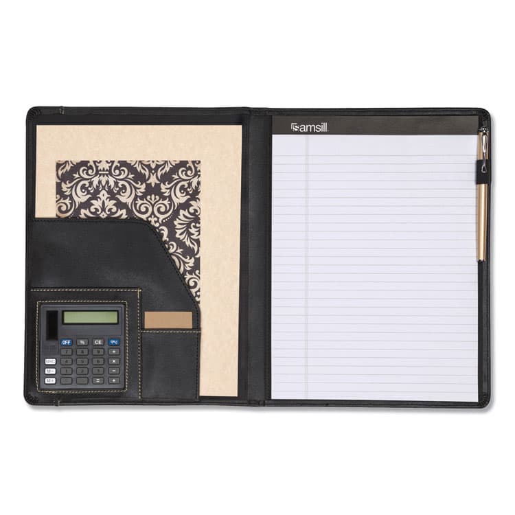 SAMSILL CORPORATION Slimline Padfolio, Leather-Look/Faux Reptile Trim, Writing Pad, Black (SAM71220) thumbnail 3