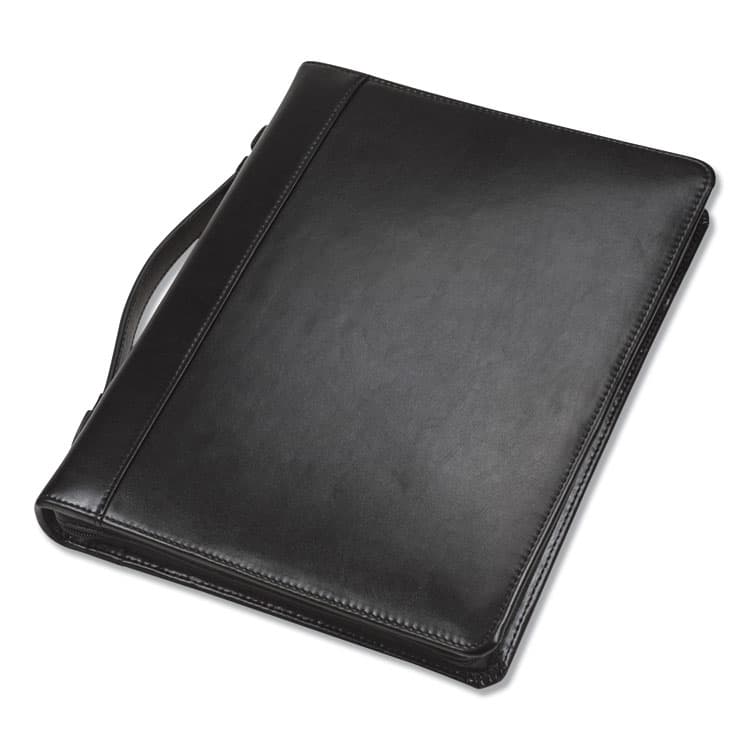 SAMSILL CORPORATION Leather Multi-Ring Zippered Portfolio, Two-Part, 1" Cap, 11 x 13 1/2, Black (SAM15540) thumbnail 2
