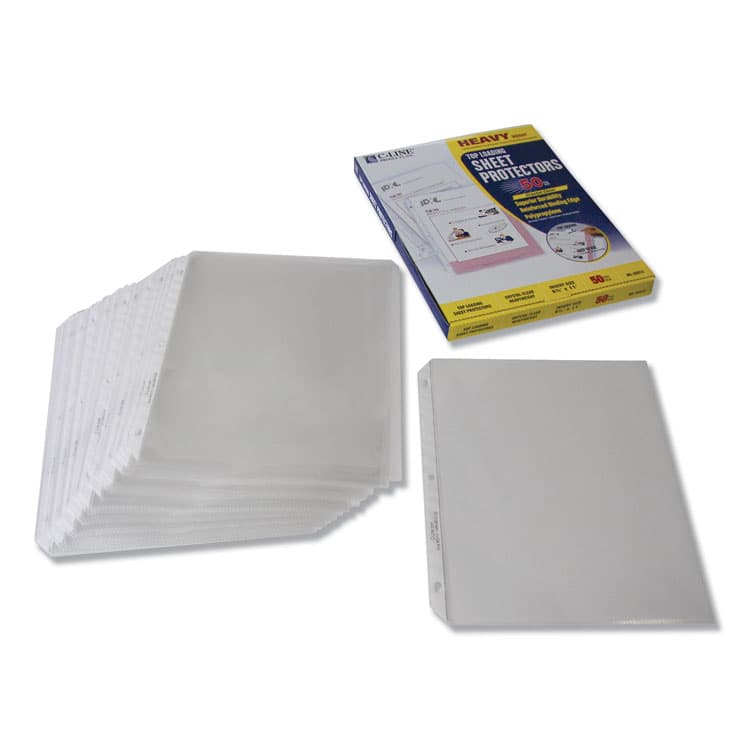 C-LINE PRODUCTS, Polypropylene Sheet Protectors, Heavy-Duty, Side: 3-Hole Punched, Top Load 8.5 x 11 Insert, Clear Front, 50/Box (CLI62013) thumbnail 3