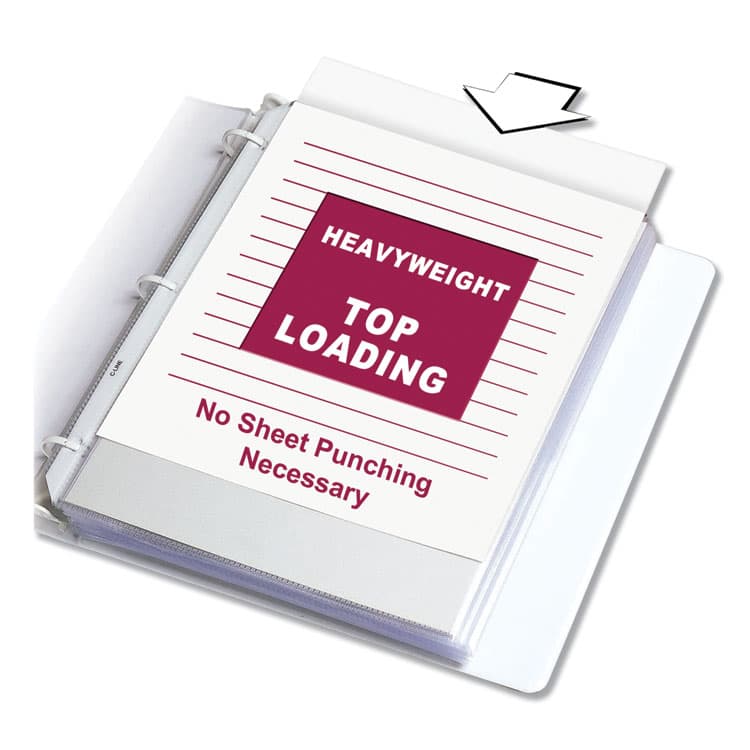 C-LINE PRODUCTS, Polypropylene Sheet Protectors, Heavy-Duty, Side: 3-Hole Punched, Top Load 8.5 x 11 Insert, Nonglare Clear Front, 50/Box (CLI62018)