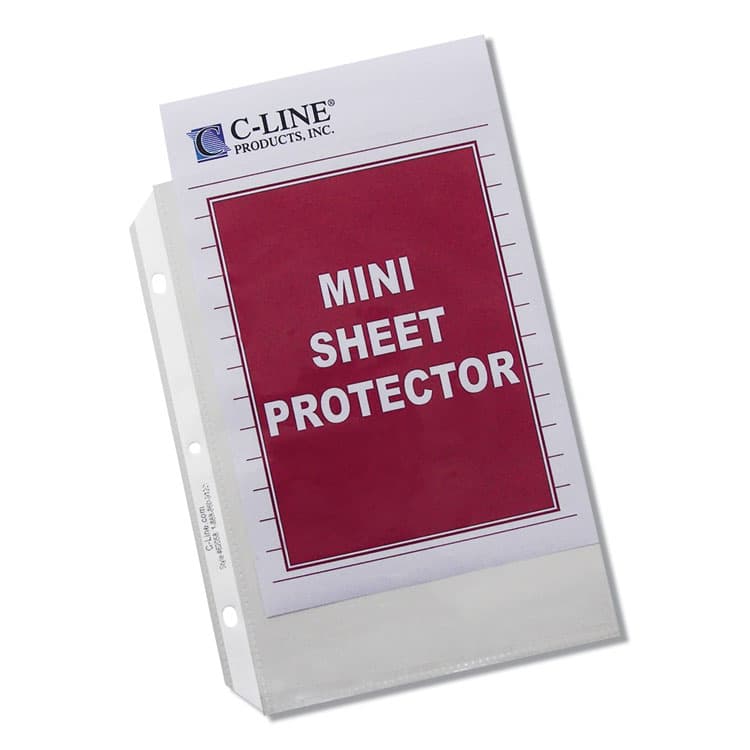C-LINE PRODUCTS, Polypropylene Sheet Protectors, Heavy-Duty, Side: 3-Hole Punched, Top Load 5.5 x 8.5 Insert, Clear Front, 50/Box (CLI62058) thumbnail 2