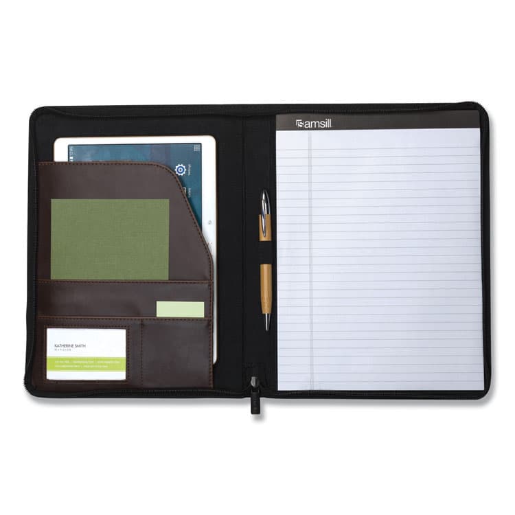 SAMSILL CORPORATION Vintage Hardback Zipper Portfolio, Vinyl, Dark Brown, 11 x 8.5 (SAM70836) thumbnail 3