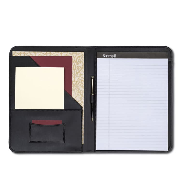 SAMSILL CORPORATION Contrast Stitch Leather Padfolio, 8 1/2 x 11, Leather, Black (SAM71710) thumbnail 3