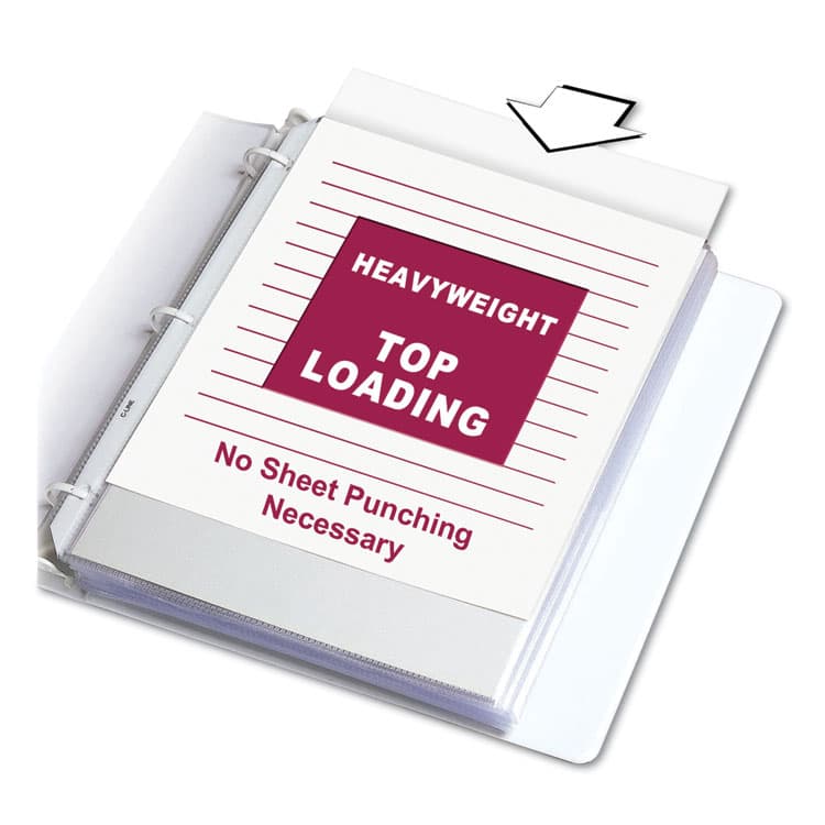 C-LINE PRODUCTS, Polypropylene Sheet Protectors, Heavy-Duty, Side: 3-Hole Punched, Top Load 8.5 x 11 Insert, Clear Front, 100/Box (CLI62023) thumbnail 2