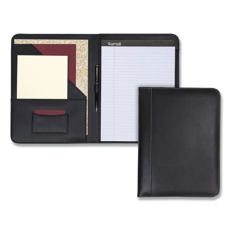 SAMSILL CORPORATION Contrast Stitch Leather Padfolio, 8 1/2 x 11, Leather, Black (SAM71710) thumbnail 4
