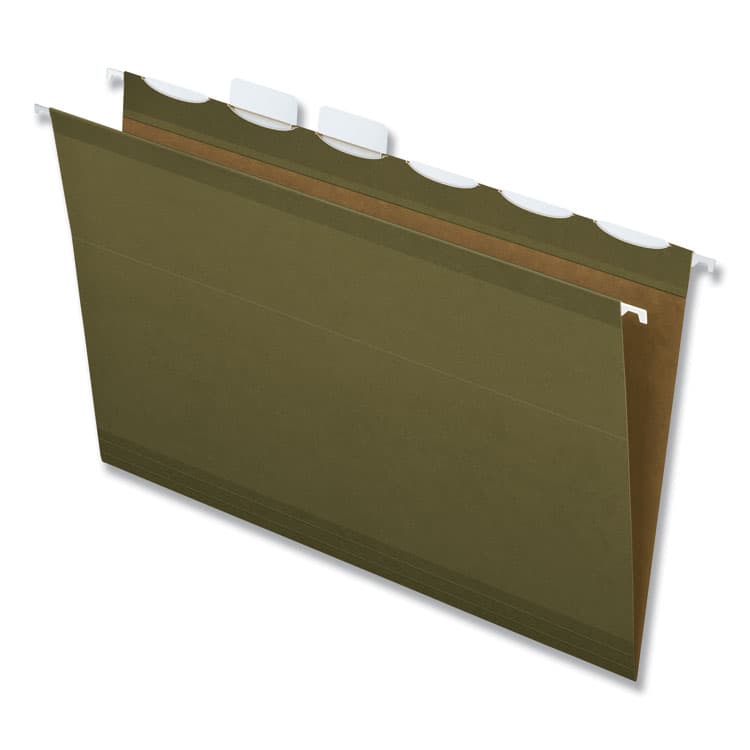 TOPS BUSINESS FORMS Ready-Tab Reinforced Hanging File Folders, Legal Size, 1/6-Cut Tabs, Standard Green, 25/Box (PFX42591)
