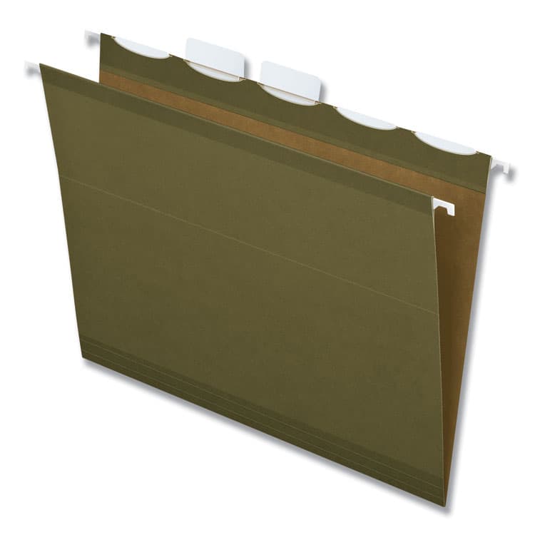 TOPS BUSINESS FORMS Ready-Tab Reinforced Hanging File Folders, Letter Size, 1/5-Cut Tabs, Standard Green, 25/Box (PFX42590)