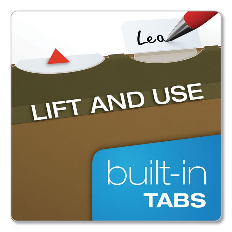 TOPS BUSINESS FORMS Ready-Tab Reinforced Hanging File Folders, Letter Size, 1/3-Cut Tabs, Standard Green, 25/Box (PFX42620) thumbnail 2