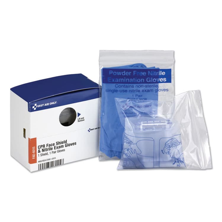 FIRST AID ONLY, . SmartCompliance Rescue Breather Face Shield with 2 Nitrile Exam Gloves, One Size Fits Most (FAOFAE6015)