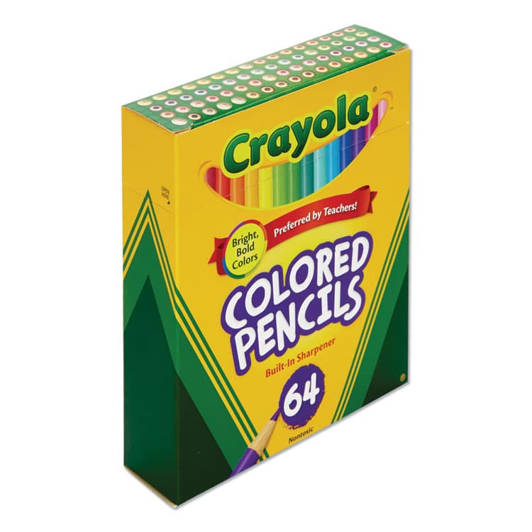 BINNEY & SMITH / CRAYOLA Short Colored Pencils Hinged Top Box with Built-in Pencil Sharpener, 3.3 mm, 2B, Assorted Lead and Barrel Colors, 64/Pack (CYO683364) thumbnail 4
