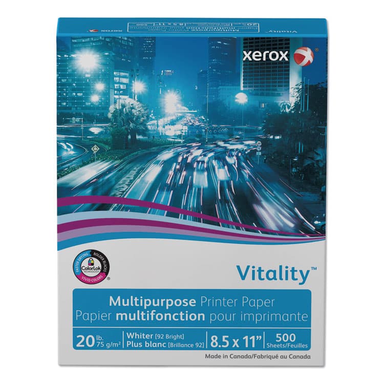 XEROX CORP. Vitality Multipurpose Print Paper, 92 Bright, 20 lb Bond Weight, 8.5 x 11, White, 500/Ream (XER3R02047RM)