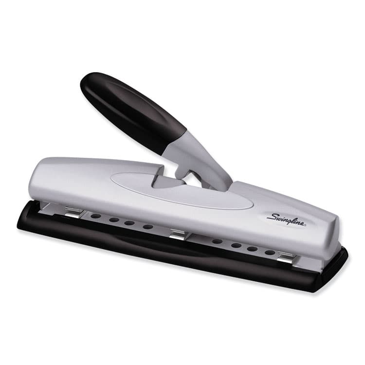 ACCO BRANDS, . 12-Sheet LightTouch Desktop Two- to Three-Hole Punch, 9/32" Holes, Black/Silver (SWI74026) thumbnail 2