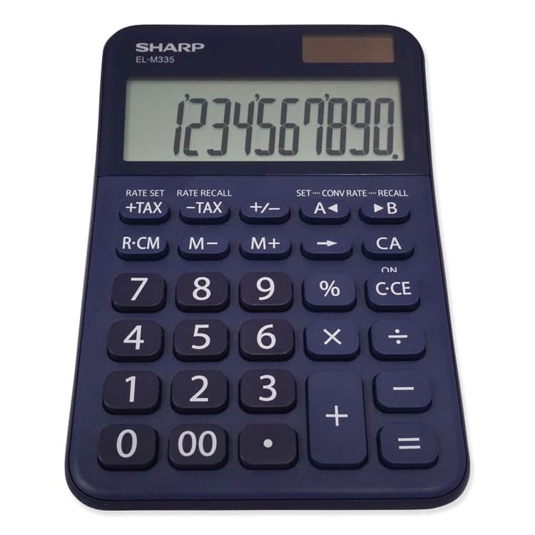 SHARP ELECTRONICS ELM335BBL Desktop Calculator, 10-Digit LCD, Blue (SHRELM335BBL)