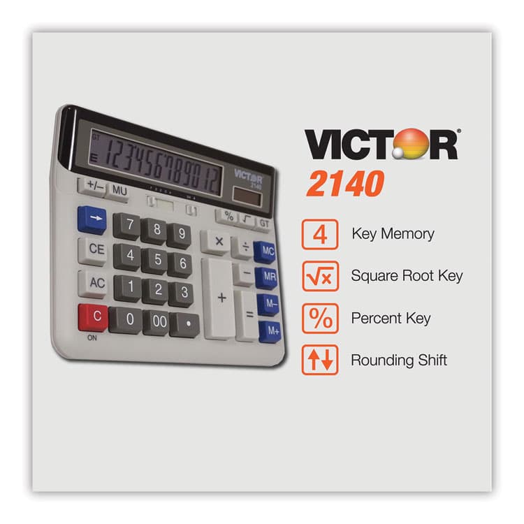 VICTOR TECHNOLOGY LLC 2140 Desktop Business Calculator, 12-Digit LCD (VCT2140) thumbnail 2