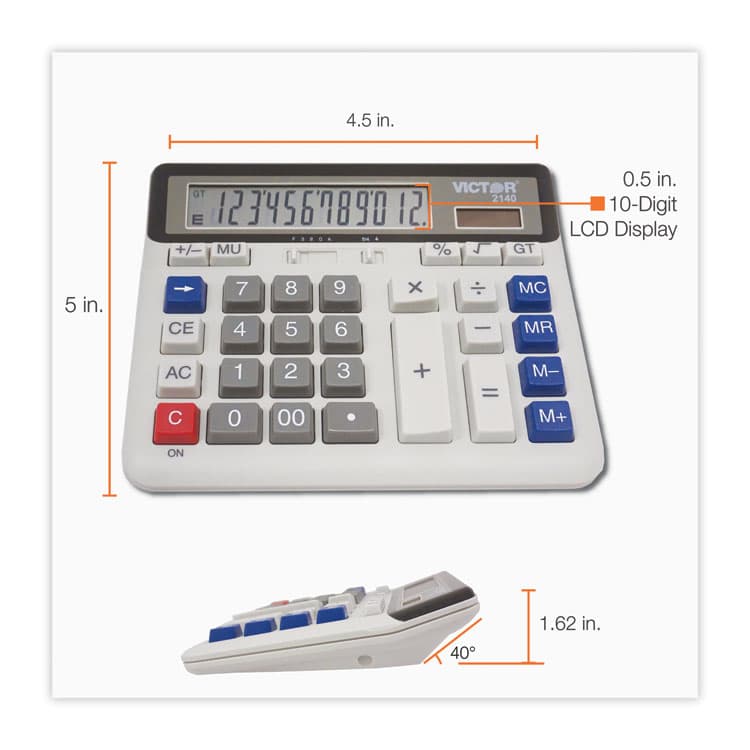 VICTOR TECHNOLOGY LLC 2140 Desktop Business Calculator, 12-Digit LCD (VCT2140) thumbnail 3