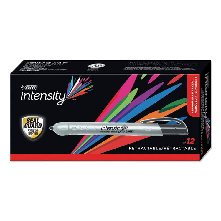 BIC CORP. Intensity Retractable Permanent Marker, Fine Bullet Tip, Black, Dozen (BICPMR11BK) thumbnail 3
