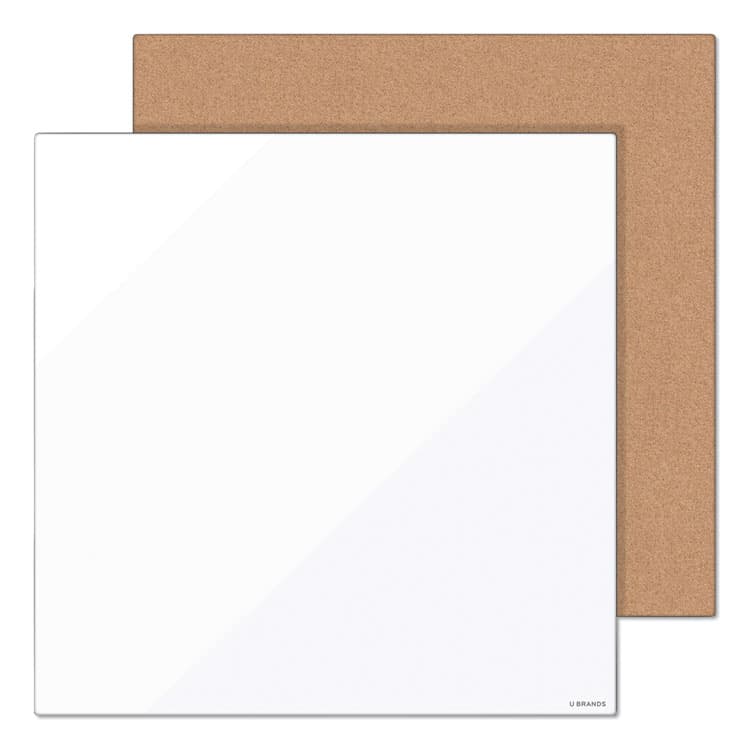 U BRANDS Frameless Tile Board Value Pack, (1) Tan Bulletin Board, (1) White Magnetic Dry Erase Board, 14" x 14" (UBR3888U0001)