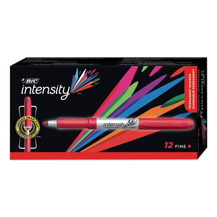BIC CORP. Intensity Fine Tip Permanent Marker, Fine Bullet Tip, Rambunctious Red, Dozen (BICGPM11RD) thumbnail 4