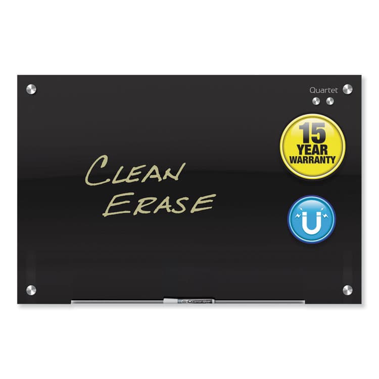 QUARTET MFG. Infinity Magnetic Glass Marker Board, 96" x 48", Black Surface (QRTG9648B)