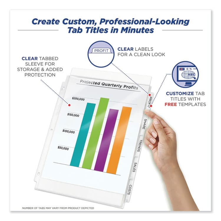 AVERY PRODUCTS CORPORATION Print and Apply Index Maker Clear Label Sheet Protector Dividers with White Tabs, 8-Tab, 11 x 8.5, Clear, 1 Set (AVE75501) thumbnail 4