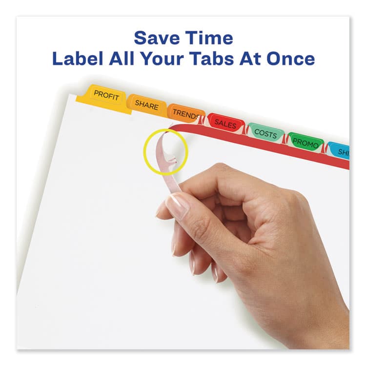 AVERY PRODUCTS CORPORATION Print and Apply Index Maker Clear Label Dividers, 8-Tab, Color Tabs, 11 x 8.5, White, Traditional Color Tabs, 1 Set (AVE11407) thumbnail 4