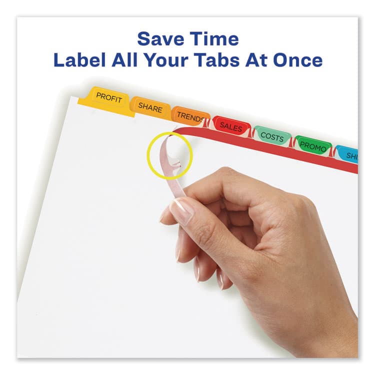 AVERY PRODUCTS CORPORATION Print and Apply Index Maker Clear Label Dividers, 8-Tab, Color Tabs, 11 x 8.5, White, Traditional Color Tabs, 5 Sets (AVE11419) thumbnail 4