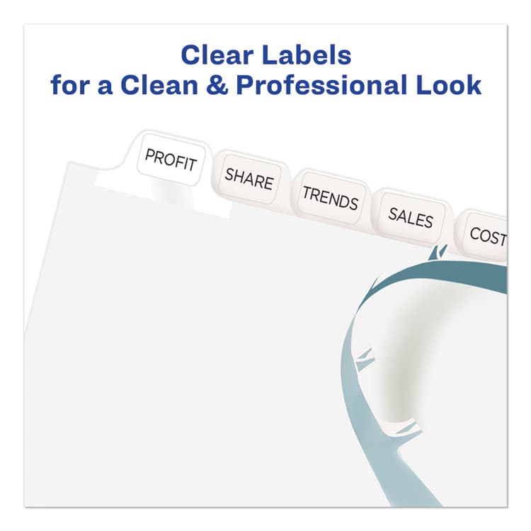 AVERY PRODUCTS CORPORATION Print and Apply Index Maker Clear Label Dividers, 12-Tab, White Tabs, 11 x 8.5, White, 1 Set (AVE11428) thumbnail 3