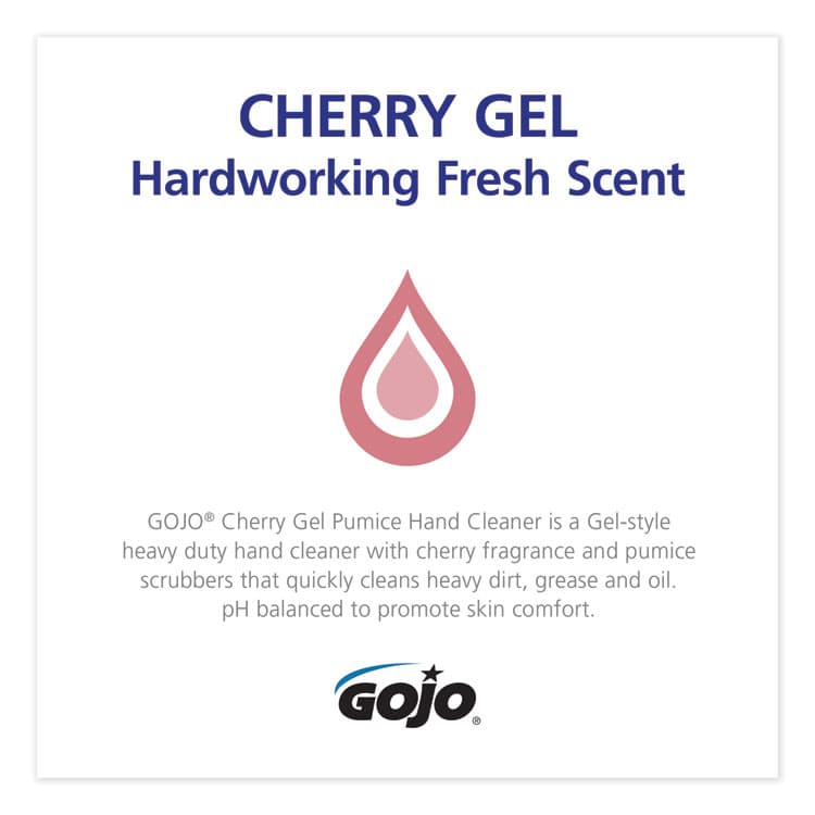 GO-JO INDUSTRIES Cherry Gel Pumice Hand Cleaner Refill, Cherry Scent, 2,000 mL, 4/Carton (GOJ729004) thumbnail 4