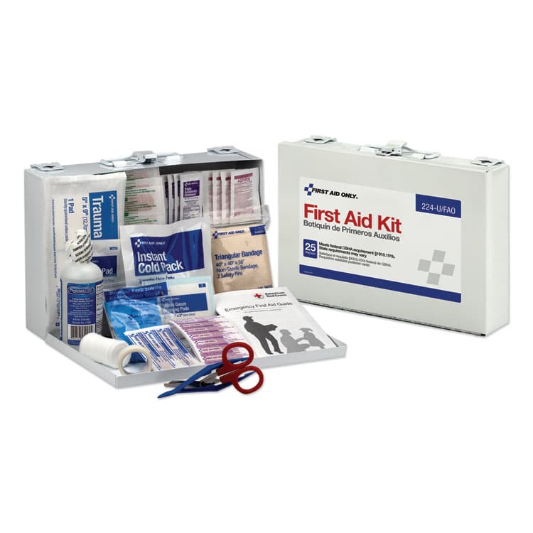 FIRST AID ONLY, . First Aid Kit for 25 People, 107 Pieces, OSHA Compliant, Metal Case (FAO224U)