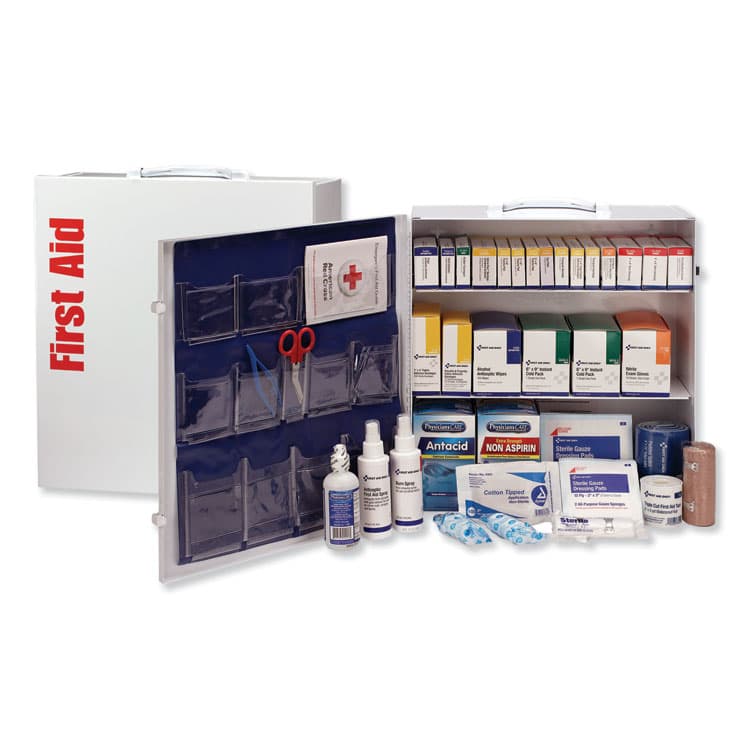 FIRST AID ONLY, . ANSI 2015 Compliant Industrial First Aid Kit for Up to 100 People, 676 Pieces, Metal Case (FAO90575)