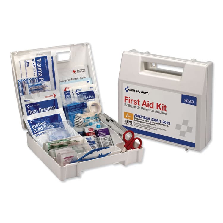 FIRST AID ONLY, . Bulk ANSI 2015 Compliant First Aid Kit, Type I and II, 141 Pieces, Plastic Case (FAO90589)