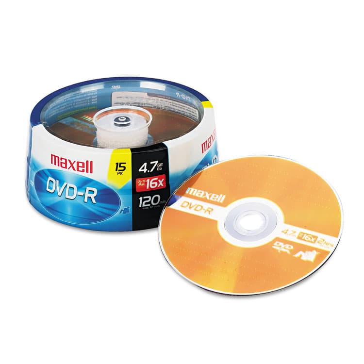 MAXELL CORP. OF AMERICA DVD-R Recordable Disc, 4.7 GB, 16x, Spindle, Gold, 15/Pack (MAX638006)