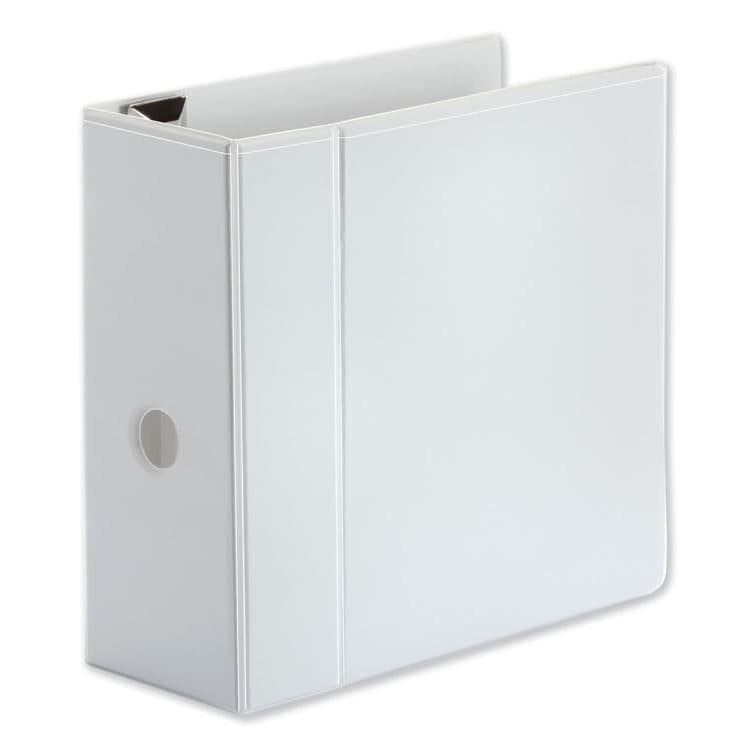 UNIVERSAL OFFICE PRODUCTS Deluxe Easy-to-Open D-Ring View Binder, 3 Rings, 5" Capacity, 11 x 8.5, White (UNV30756)