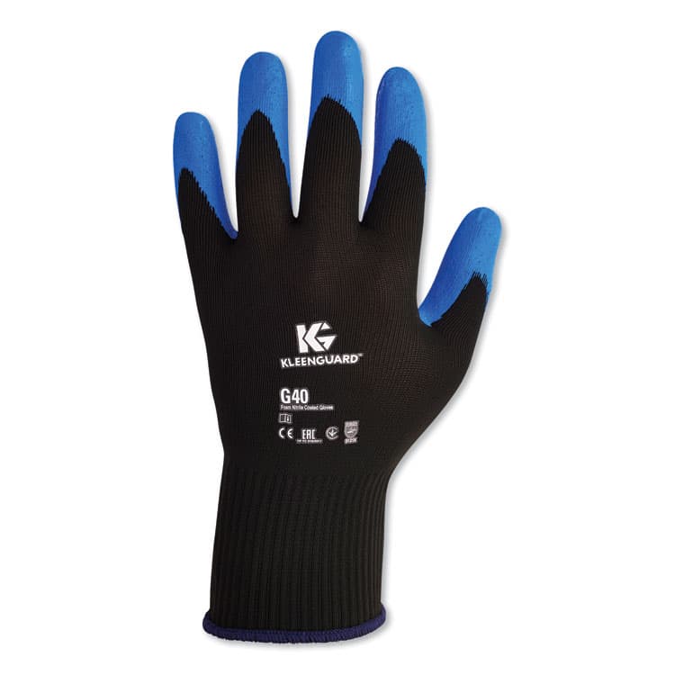KIMBERLY CLARK G40 Foam NITRILE Coated Gloves, EN388: 3121X, 9.06" Long, Medium (Size 8), Blue/Black, 12 Pairs (ANS40226)