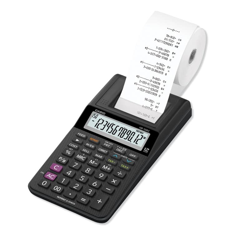 CASIO, . HR-10RC Handheld Portable Printing Calculator, Black Print, 1.6 Lines/Sec (CSOHR10RC) thumbnail 2