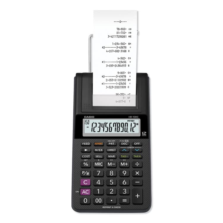 CASIO, . HR-10RC Handheld Portable Printing Calculator, Black Print, 1.6 Lines/Sec (CSOHR10RC)