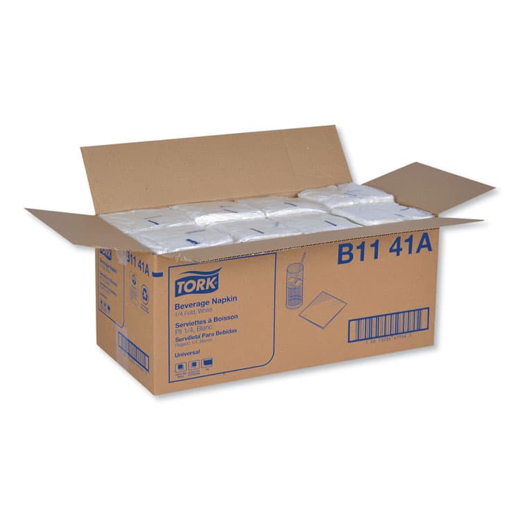 ESSITY Universal Beverage Napkin, 1-Ply, 9.13 x 9.13, 1/4 Fold, Poly-Pack, White, 4,000/Carton (TRKB1141A) thumbnail 3