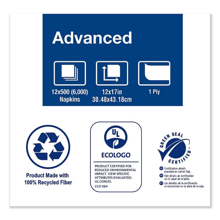 ESSITY Advanced Masterfold Dispenser Napkin, 1-Ply, 12 x 17, Natural, 500/Pack, 12 Packs/Carton (TRKD806E) thumbnail 4