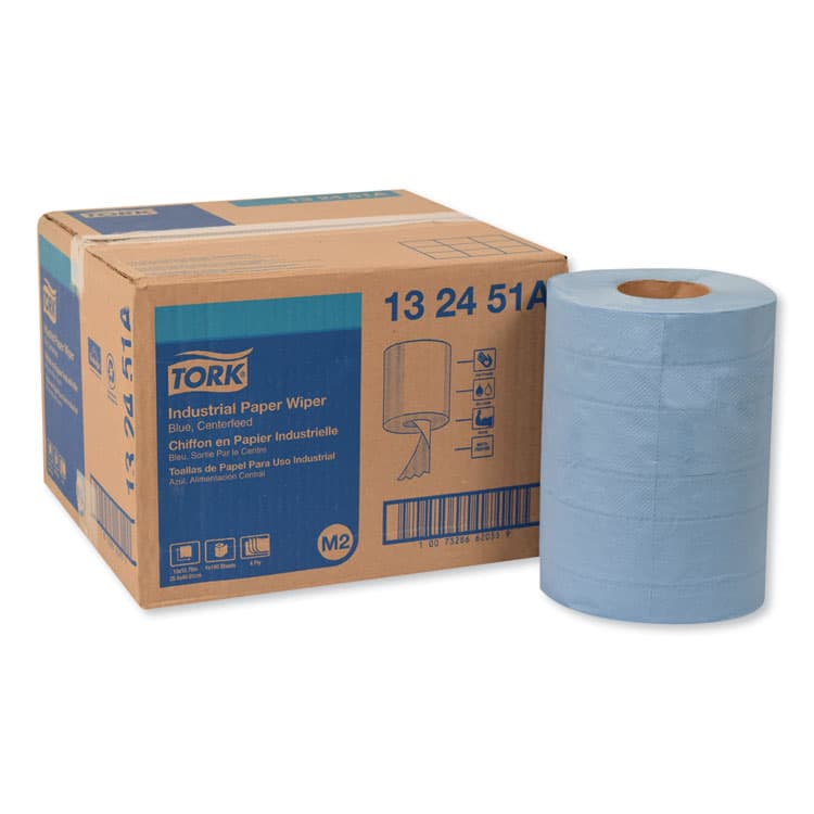 ESSITY Industrial Paper Wiper, 4-Ply, 10 x 15.75, Unscented, Blue, 190 Wipes/Roll, 4 Roll/Carton (TRK132451A)