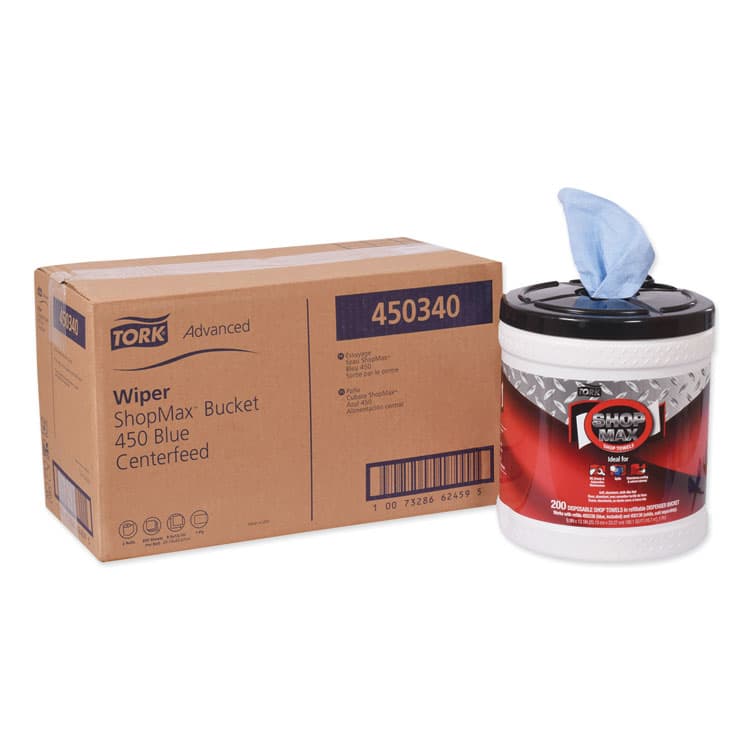 ESSITY Advanced ShopMax Wiper 450, 8.5 x 10, Blue, 200/Bucket, 2 Buckets/Carton (TRK450340)