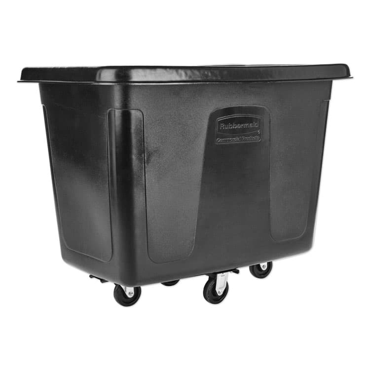 RUBBERMAID COMMERCIAL PROD. Cube Truck, 12 cu ft, 400 lb Capacity, Medium-Density Polyethylene/Metal Frame, Black (RCP461200BLA)