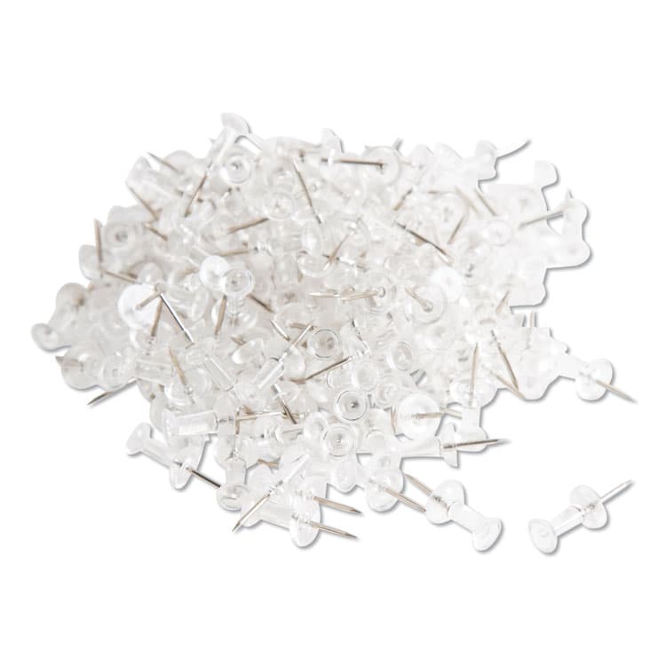 U BRANDS Standard Push Pins, Plastic, Clear, 0.44", 200/Pack (UBR658U0824) thumbnail 2