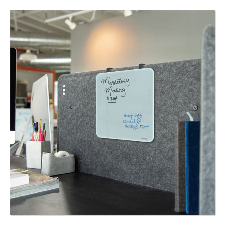 U BRANDS Cubicle Glass Dry Erase Board, 12" x 12", White Surface (UBR3690U0001) thumbnail 2