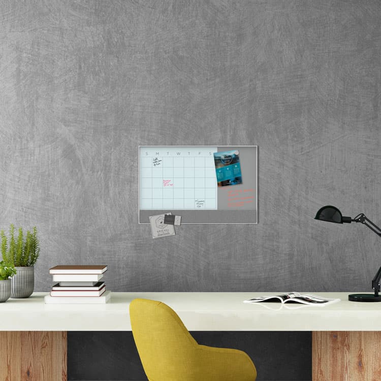 U BRANDS 3N1 Magnetic Glass Dry Erase Combo Board, Monthly Planning, 24 x 18 (Actual Size: 23 x 17), Gray/White Surface, White Frame (UBR3196U0001) thumbnail 2