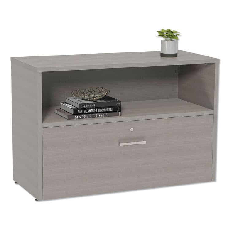 LINEA ITALIA Urban Series Cabinet Credenza Pedestal with Lateral File, 35.25w x 15.25d x 23.75h, Ash (LITUR604ASH)