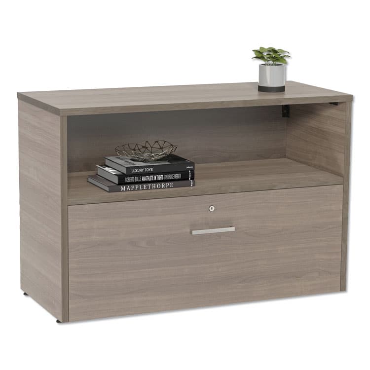 LINEA ITALIA Urban Series Cabinet Credenza Pedestal with Lateral File, 35.25w x 15.25d x 23.75h, Natural Walnut (LITUR604NW)